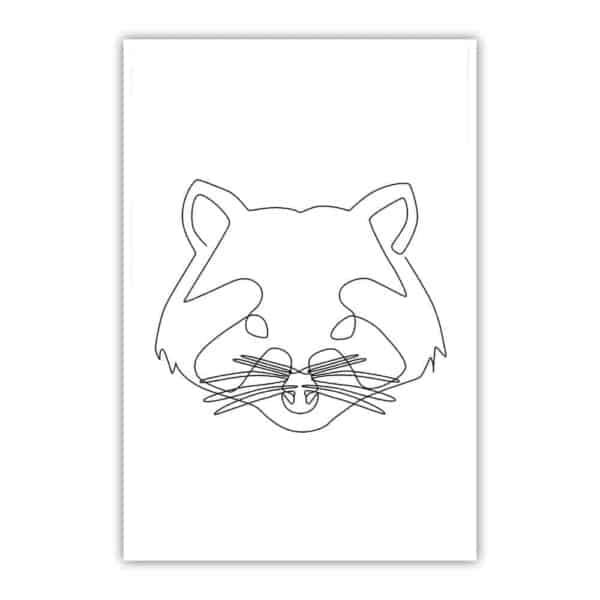 Waschbär Lineart Premiumposter ohne Rahmen