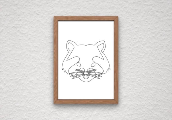 Waschbär Lineart Premiumposter